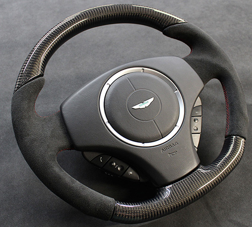 aston martin db9 custom alcantara and carbon fibre steering wheel black